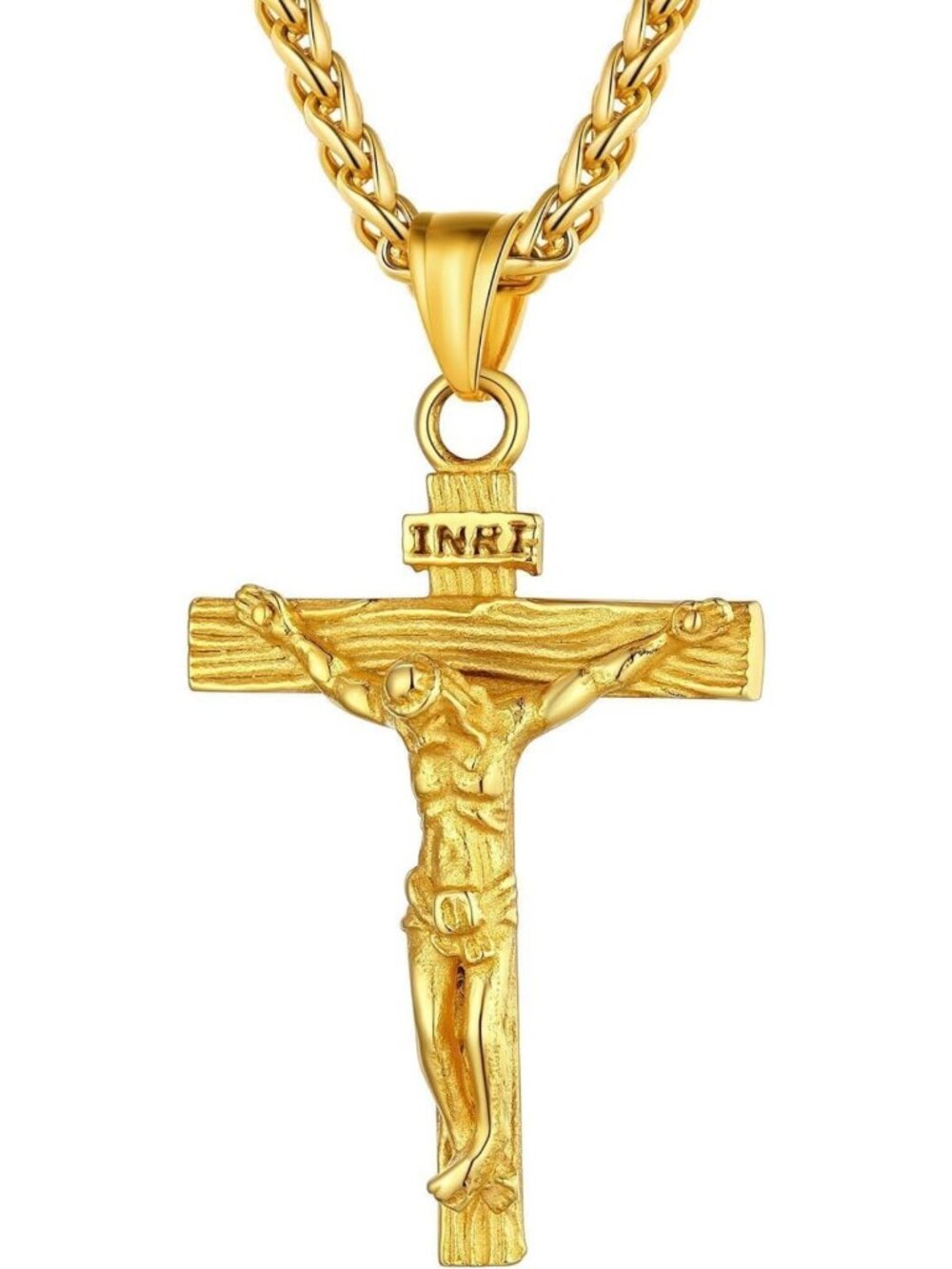 Men's Crucifix Cross Necklace - Adjustable 18"-26" Chain, Stylish Religious